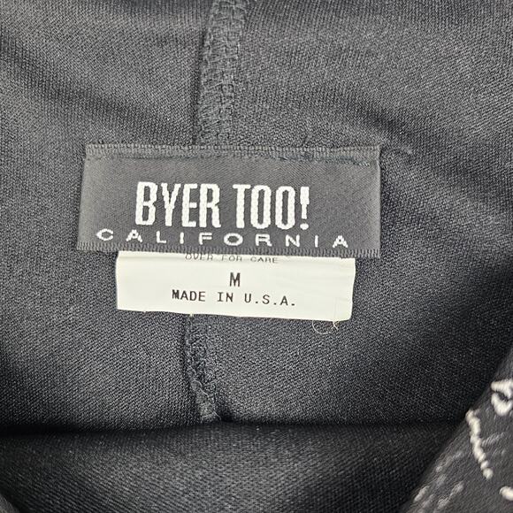 Vintage Byer Too Dress Womens Medium Black Floral Mini 90s Whimsigoth Dark Prep - Picture 4 of 6